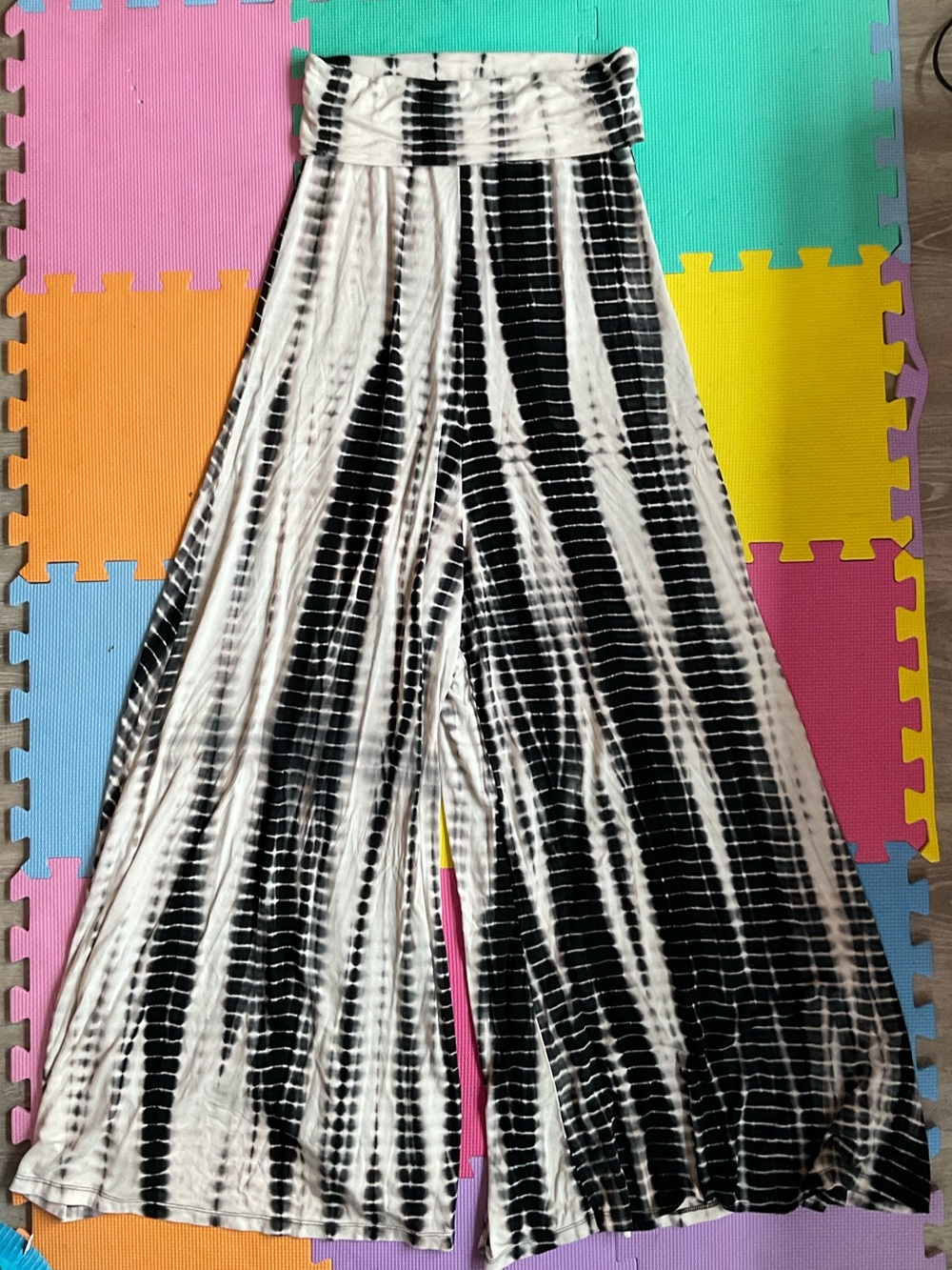 😎Boho Tie-Dye Wide Leg Fold Over Tube Top Jumpsuit Hippie Festival